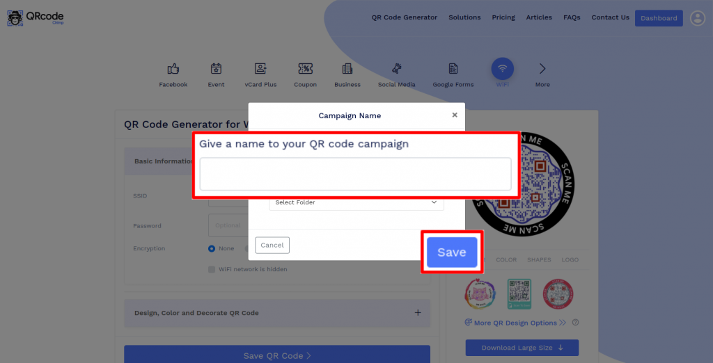 Save and download WiFi QR code